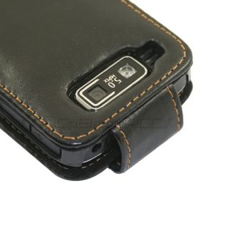 Schwarz Leder Tasche + 3x folie für Nokia E72 E 72 neu