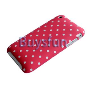 White Dots Red Hard Case Cover For Apple iPhone 3G 3GS