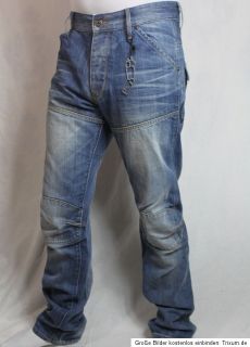STAR RAW 3301 HERITAGE EMBRO 96 TAPERED PANT JEANS BLAU HOSE 32/34