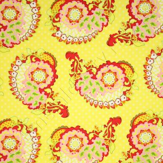Heather Bailey Pop Garden Paisley Yellow Cotton Quilt Quilting Fabric