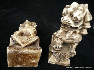 rare Marmor Drachen, Löwe Tempelwächter Foo Hunde wertvolle
