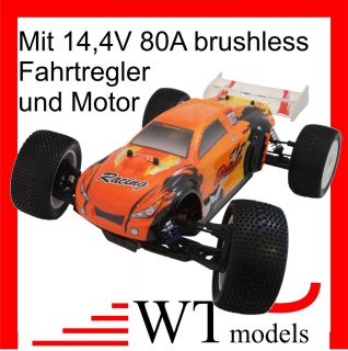 WTModels RC Car Truggy Buggy 1 8 mit 14 4V brushless 80A Fahrtregler