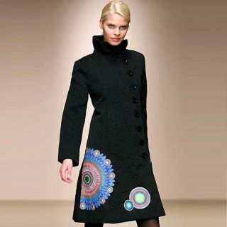 Neu2012 DESIGUAL coat Damen Stilvolle schwarz Taste Mäntel &Jacken