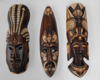 Maske Afrika Wandmaske Holz Bild Dekoration Asien Set 24