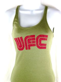 UFC Red Logo Womens Olive Tank Top Shirt New