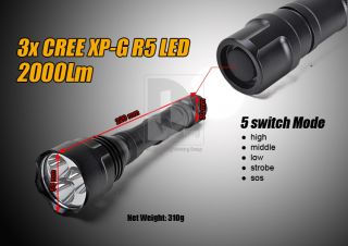 CREE XP G R5 Led Flashlight + Two Unprotected 18650 Batteries + 18650