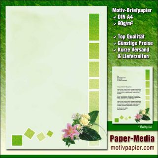 Motivpapier  Briefpapier BLUMENGRÜSSE 50 Blatt DIN A4 Format 90g/m²