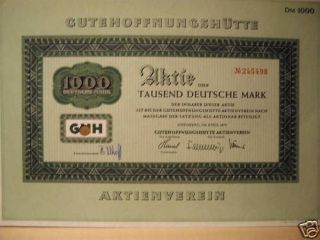Gutehoffnungshütte 1000 DM Nürnberg 1975 historisches Wertpapier