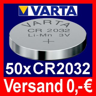 50x CR2032 Lithium Knopfzelle 3V CR 2032 VARTA lose°