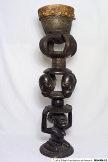1275 Luba Figur Trommel Holz 4 Gesichter Kongo Afrika