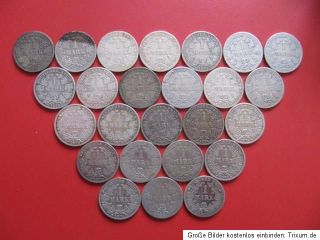 Kaiserreich 1 Mark 1874 Silbermünzen kleiner Adler 25 Münzen ss vz