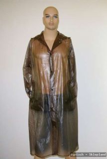 PVC Regenmantel Raincoat schwarz transparent Gr.46 XL