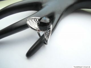 Designer Silber Ring 925 Silber mit gr. schwarzer Perle Gr. 17,5mm