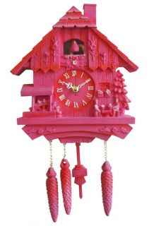 Kuckucksuhr pink Kult Kitsch Schwarzwald Wanduhr Uhr