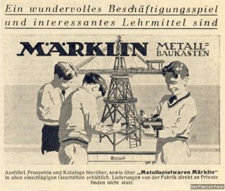 Märklin Metall Baukasten Kran Original Reklame 1928