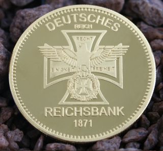 1871 Reichsadler 999 Gold Münze Reichsbank Eiserne Kreuz Vergoldet