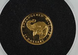 Münze 25 Dollar Cook Inseln 1990 Gold 999 Elefant