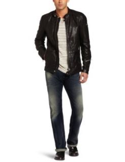 Diesel Mens Lophophora Leather Jacket: Clothing