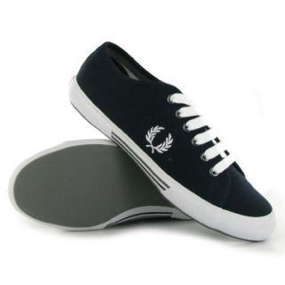 Fred Perry Vintage Tennis Canvas Navy Mens Trainers Shoes