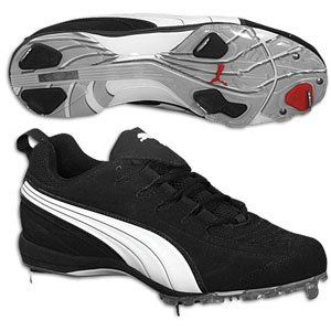 Puma Ultra Speed II Low Metal Baseball Cleats, Black/White, 16 Shoes