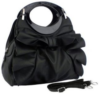 Double Handle Leatherette Satchel Hobo Handbag w/Shoulder Strap: Shoes