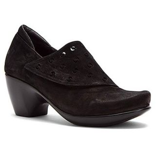  Naot Precious Casual Mid Heel Shoe   Black Velvet Nubuk Shoes