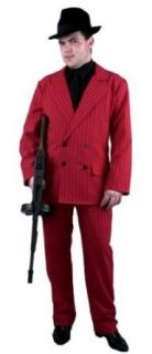 Mens Red and Black Gangster Suit Costume: Clothing