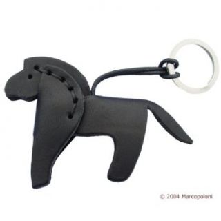 CAVALLO   Horse Italian Leather Key Chain (Black