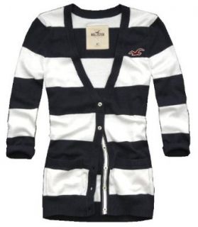 Hollister Womens Striped Cardigan Sweater (Small, Navy