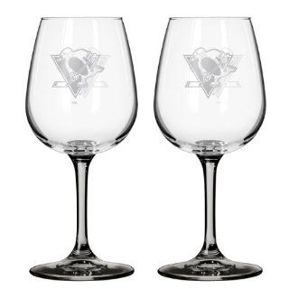 Pittsburgh Penguins 12 oz. Satin Etch Wine Glass with