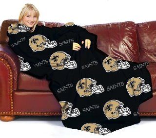 New Orleans Saints Adult Comfy Throw Blanket with Sleeves