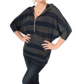 Romeo & Juliet Couture Sweater with a Zipper in Navy and