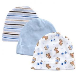 3 Pack Infant Caps (Newborn, Lt Blue) Clothing
