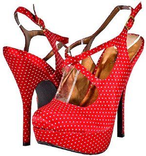 Qupid Onyx 38 Red White Women Platform Pumps: Shoes