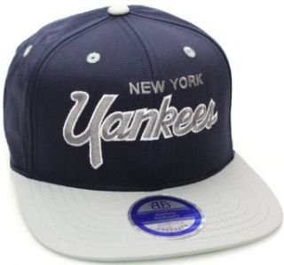 New York NY Yankees Flat Bill Script Style Snapback Hat