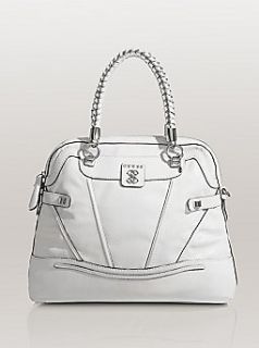 GUESS Sidney Dome Satchel, WHITE Clothing