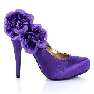 Liliana Chica 10 Flower Almond Toe Pump PURPLE 60: Shoes