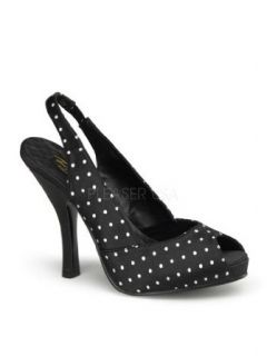 Black Polka Dot Peep Toe Slingback Sandal   7: Clothing