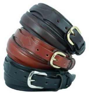English Bridle Leather Raised Dress Belt (30, Dark Brown): Clothing
