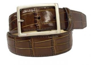 TOUR Mens Croco Embossed Center Bar Buckle Belt, Brown, 32 Clothing