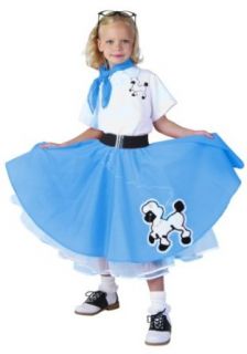 Kids Deluxe Blue Poodle Skirt Costume: Clothing