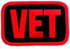 Vet Patch Red Embroidered Military Veteran Iron on Emblem
