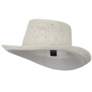 Gambler Straw Hat   White Navy Band One Size W35S20D
