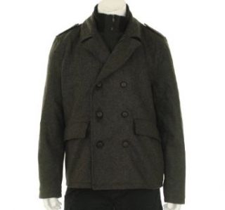 GUESS Wool Coat with Oxford Bib, GREY (XXL) Clothing