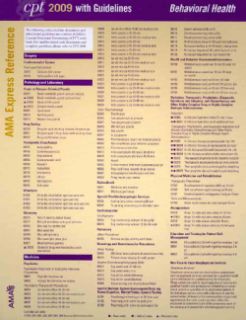 CPT 2009 Express Reference Coding Card Behavioral Health (Cards