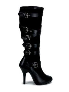 Black Knee High Platform Boot With Buckles   9 Shoes