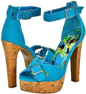 Bamboo Aileen 03 Turquoise Women Platform Sandals Shoes
