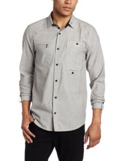 Comune Mens Tanner Collar Extension Shirt, Grey, Large