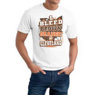 Mens Cleveland Browns Football I Bleed Brown and Orange White