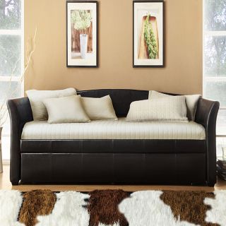 ETHAN HOME Deco Dark Brown Faux Leather Daybed with Trundle Today $